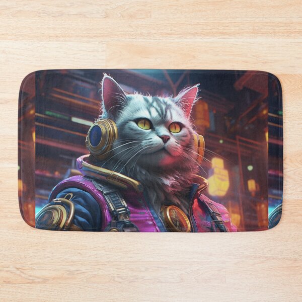 Item preview, Cyberpunk Cat Captain Violet Meow Shaggy Town  designed and sold by GrinGalore.
