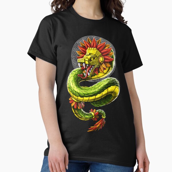 Vista previa del artículo con la obra «Quetzalcóatl dios serpiente azteca», diseñado y vendido por underheaven.