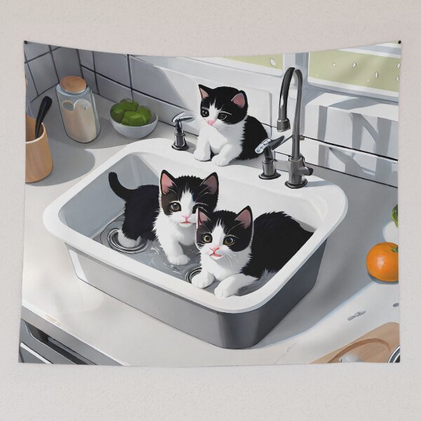 Item preview, Kittens Playing In The Kitchen Sink designed and sold by KoliBabb.