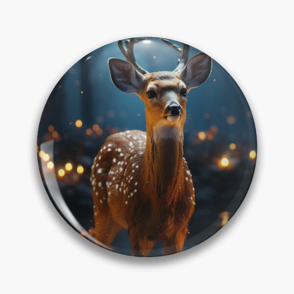 Item preview, Solitary Deer in an Illuminated Forest at Night designed and sold by Domitian Tincaba.