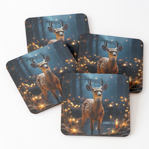 Item preview, Solitary Deer in an Illuminated Forest at Night designed and sold by Domitian Tincaba.
