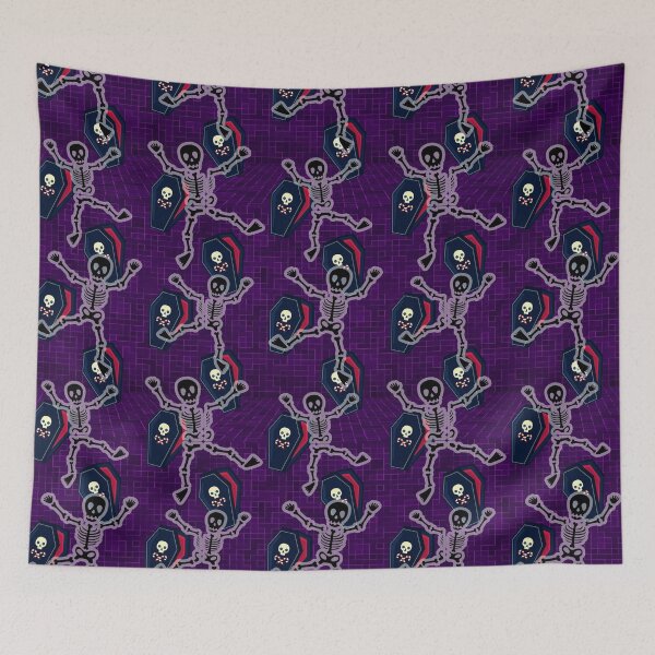 Item preview, Kawaii Dancing Skeletons Halloween Cyber Goth Purple Design designed and sold by Soundpups.