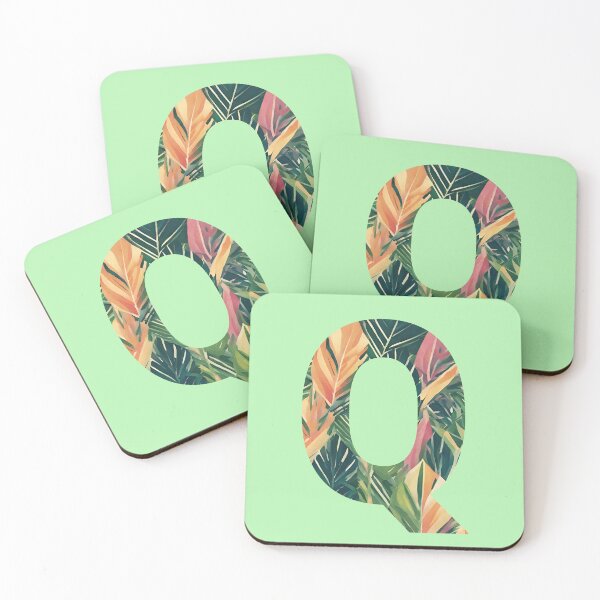 Item preview, A pattern of vintage tropical leaves filling the letter Q designed and sold by studio468.