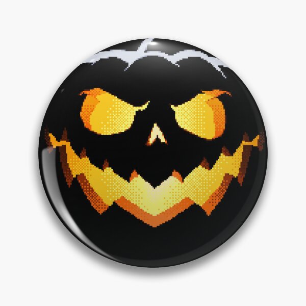 Item preview, Halloween Jack-o-lantern pumpkin pixelart designed and sold by Retroperks.