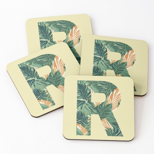 Item preview,  A pattern of vintage tropical leaves filling the letter R designed and sold by studio468.