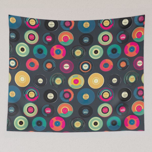 Item preview, Retro Vinyl Records Print designed and sold by Inky-Spiration.