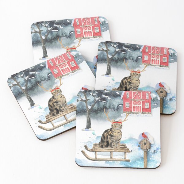 Item preview, Sledging Brown Tabby American Shorthair Cat Christmas designed and sold by HugsAndPrints.