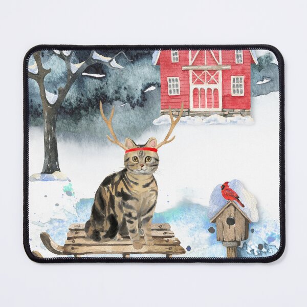 Item preview, Sledging Brown Tabby American Shorthair Cat Christmas designed and sold by HugsAndPrints.