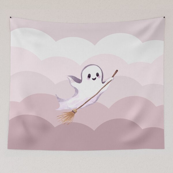 Artikelvorschau, Cute Ghosts Riding Magic Brooms on Halloween entworfen und verkauft von teacherpeiyuan.