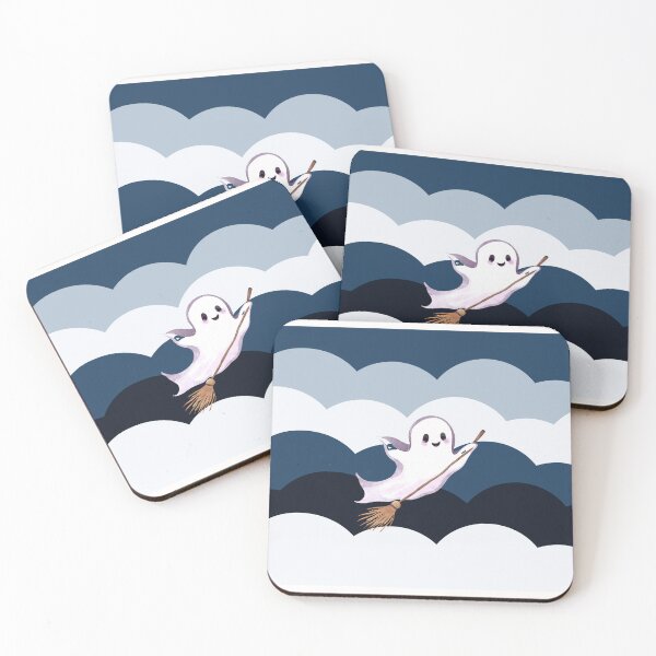 Item preview, Cute Ghosts Riding Magic Brooms on Halloween designed and sold by teacherpeiyuan.
