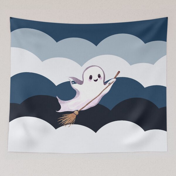 Artikelvorschau, Cute Ghosts Riding Magic Brooms on Halloween entworfen und verkauft von teacherpeiyuan.