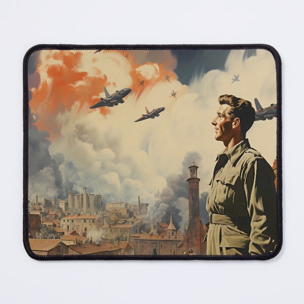 Item preview, World War II Era Man Watching the Shelling of a City designed and sold by dcrc.
