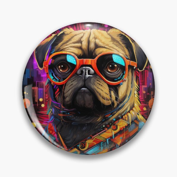 Item preview, Сyberpunk Pug funny dogs with sunglasses designed and sold by GrinGalore.