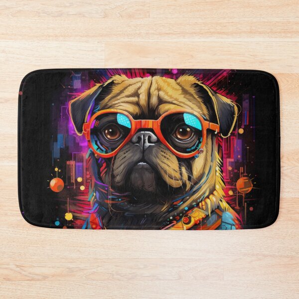 Item preview, Сyberpunk Pug funny dogs with sunglasses designed and sold by GrinGalore.