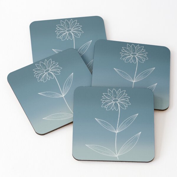 Item preview, Blue Grey Gradient with White Floral designed and sold by RabbitHeartArt.
