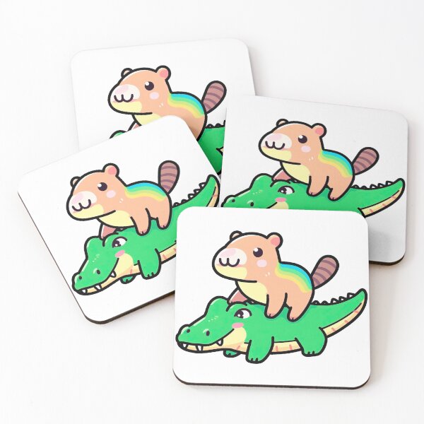 Item preview, capybara surfing on crocodile designed and sold by AdrianaGuzmanL.