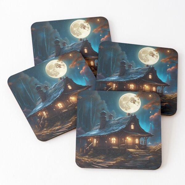 Item preview, Moon Lit Cabin in the woods designed and sold by BansheeTales.