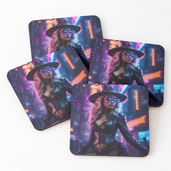 Item preview, Futuristic Cyber Witch Art: Neon Halloween Magic! designed and sold by luminamatrixart.