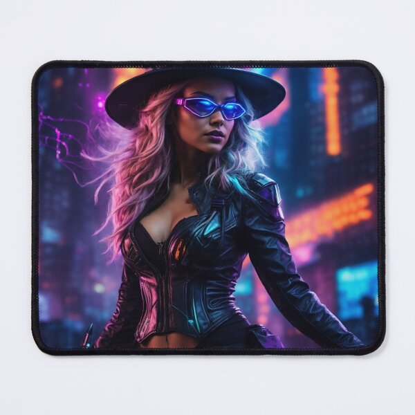 Item preview, Futuristic Cyber Witch Art: Neon Halloween Magic! designed and sold by luminamatrixart.