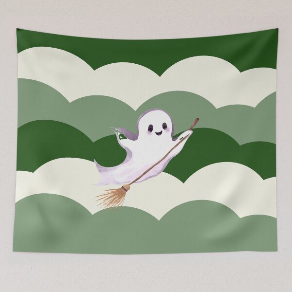 Artikelvorschau, Cute Ghosts Riding Magic Brooms on Halloween entworfen und verkauft von teacherpeiyuan.