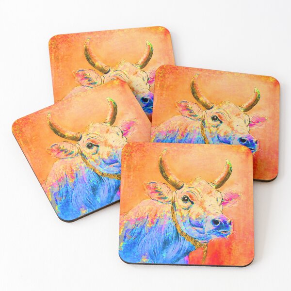 Item preview, Cow colorful orange blue designed and sold by CorneliaPilz.