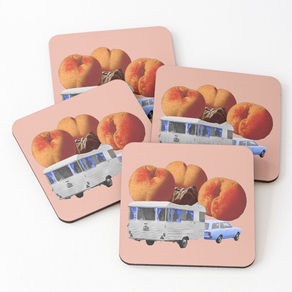 Item preview, Colorful Collage Art Print - 'Georgia On My Mind Solo in Pink': Giant Peaches and Adventure on Wheels designed and sold by GollyWillikers.