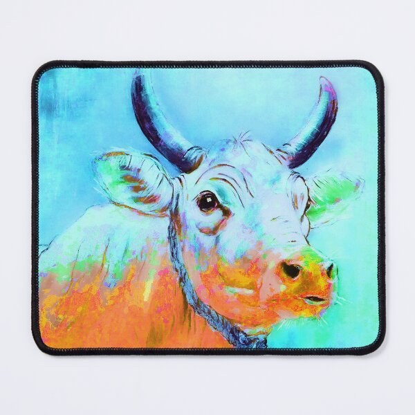 Item preview, Cow colorful turquoise orange designed and sold by CorneliaPilz.