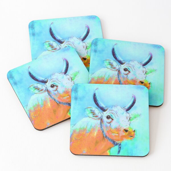 Item preview, Cow colorful turquoise orange designed and sold by CorneliaPilz.