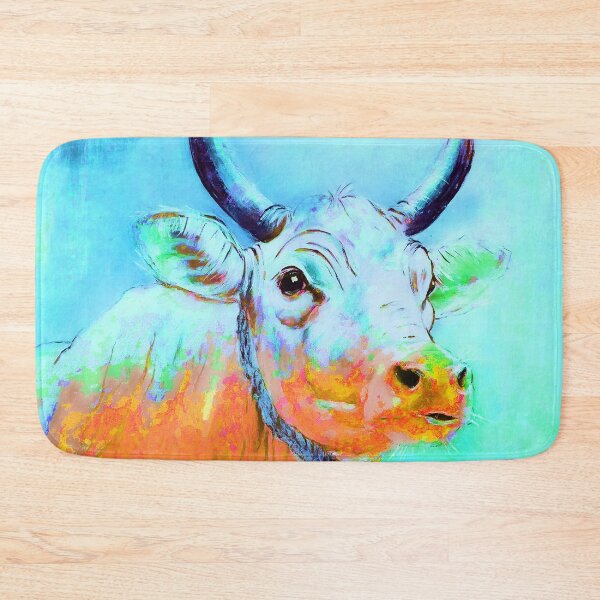 Item preview, Cow colorful turquoise orange designed and sold by CorneliaPilz.