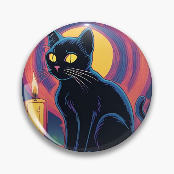 Item preview, Psychedelic Thackery Binx Hocus Pocus, Black Cat Halloween Print Illustration Drawing designed and sold by hambydesign.