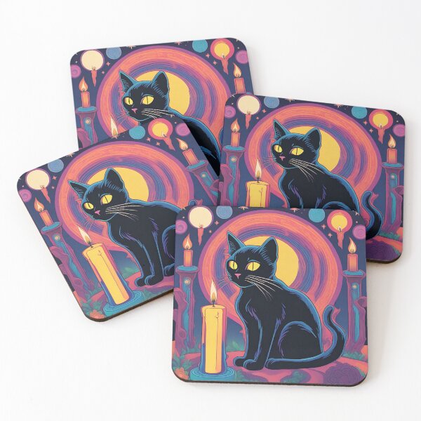 Item preview, Psychedelic Thackery Binx Hocus Pocus, Black Cat Halloween Print Illustration Drawing designed and sold by hambydesign.