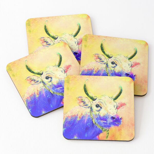 Item preview, Cow colorful blue-yellow designed and sold by CorneliaPilz.