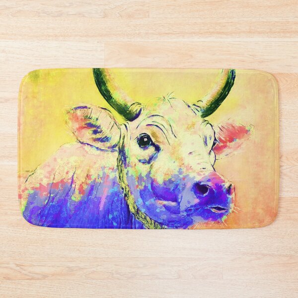 Item preview, Cow colorful blue-yellow designed and sold by CorneliaPilz.