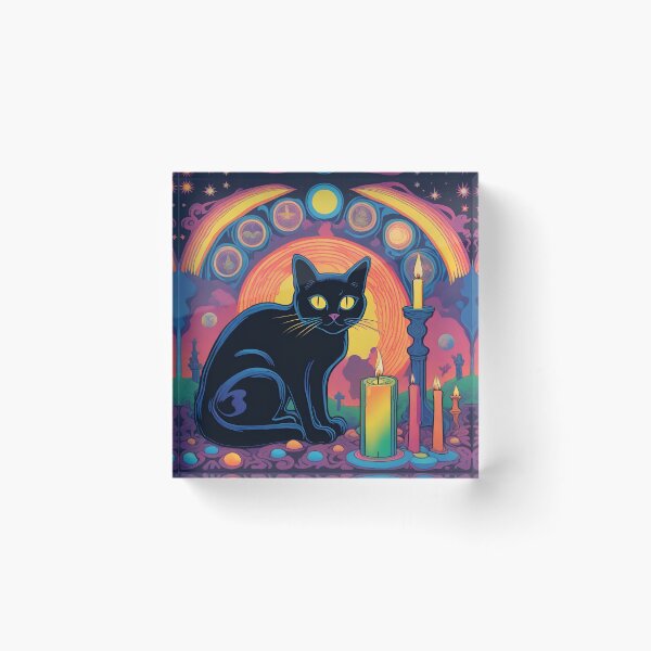 Item preview, Psychedelic Thackery Binx Hocus Pocus, Black Cat Halloween Print Illustration Drawing designed and sold by hambydesign.