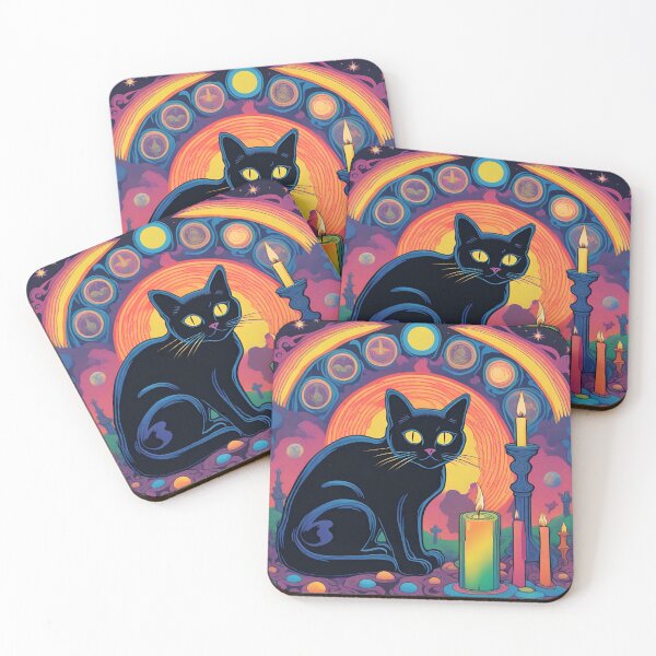 Item preview, Psychedelic Thackery Binx Hocus Pocus, Black Cat Halloween Print Illustration Drawing designed and sold by hambydesign.