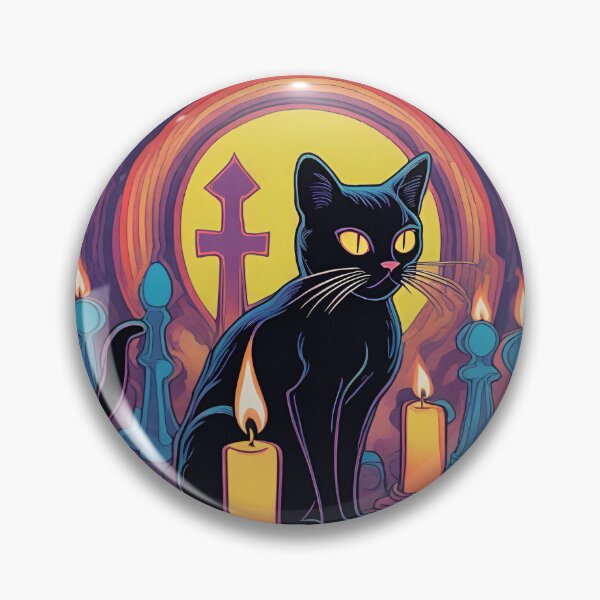 Item preview, Psychedelic Thackery Binx Hocus Pocus, Black Cat Halloween Print Illustration Drawing designed and sold by hambydesign.