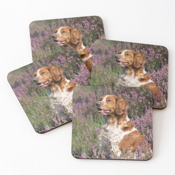 Item preview, Brittany Spaniel Dog in a Field of Heather Flowers designed and sold by ScienceSource.