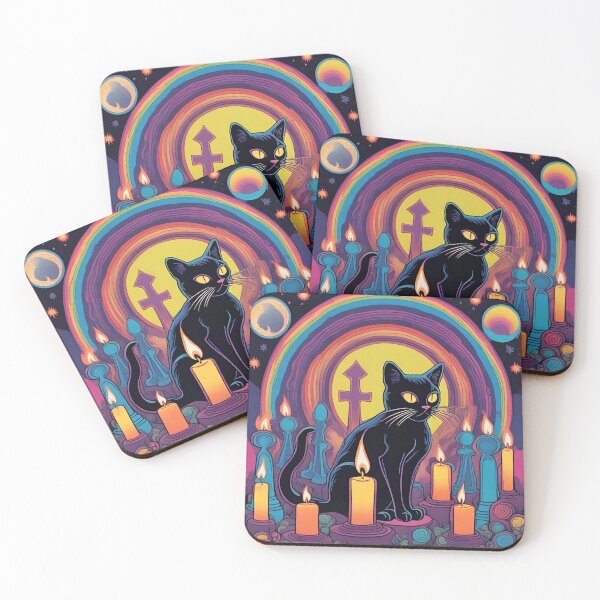 Item preview, Psychedelic Thackery Binx Hocus Pocus, Black Cat Halloween Print Illustration Drawing designed and sold by hambydesign.