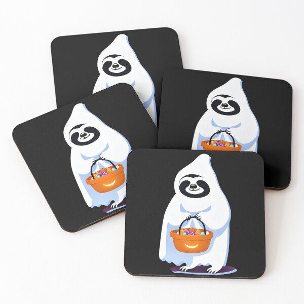 Item preview, Halloween sloth dressed as ghost going trick or treating designed and sold by slothsandducks.