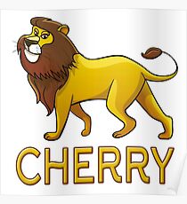 Cherry Lion Drawstring Bags Poster