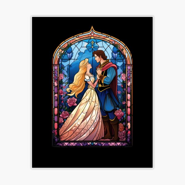 Disney Inspired Princess Sleeping Beauty Kiss Stained Glass 