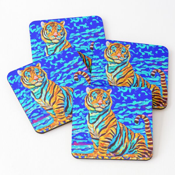 Item preview, A welcoming sky blue tiger designed and sold by Drake Lewdly.