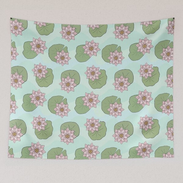 Item preview, Pink Lily Pad Pond Seamless Pattern designed and sold by CreativeDraws42.