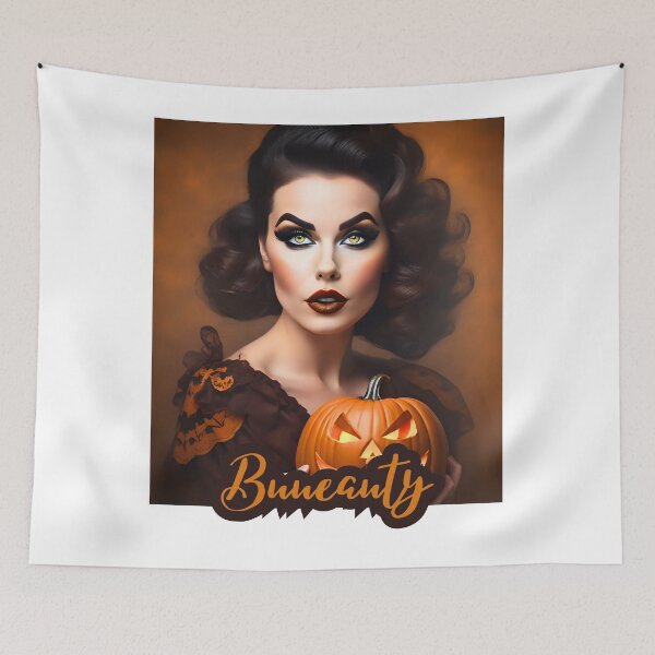 Item preview, Beautiful pinup with a halloween pumpkin designed and sold by aipinups.
