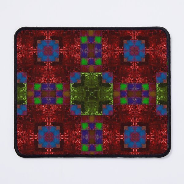 Item preview, Bright textured acrylic velvet darkred olive blue patchwork designed and sold by ArtistSunny.