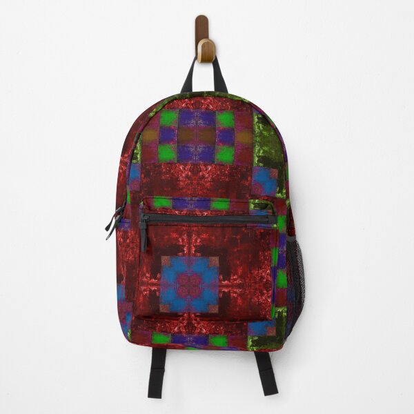 Item preview, Bright textured acrylic velvet darkred olive blue patchwork designed and sold by ArtistSunny.