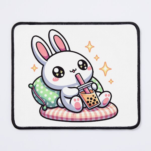 Item preview, Bunny Bliss: Relaxed Sipping on a Cozy Pillow designed and sold by PuffPuffPrint.