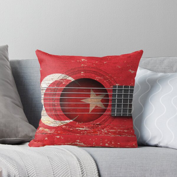 Item preview, Old Vintage Acoustic Guitar with Turkish Flag designed and sold by JeffBartels.