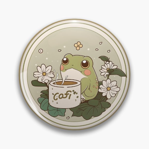 Item preview, Cottagecore Frog Drinking Coffee designed and sold by RibbitFans101.