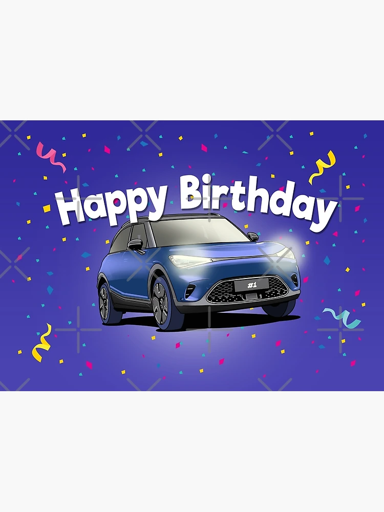 Sticker Anniversaire Voiture Bleue - Popcarte